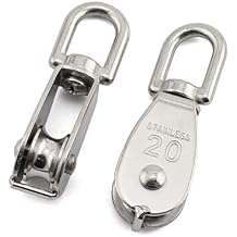 1-Pack M20 Single Pulley Block Stainless Steel Heavy Duty Hardware Single Wheel Swivel Rigging Lifting Wheel Fixed Pulley for Wire Rope Loading 75kg
