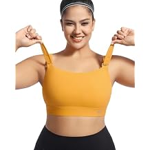 Women's Sports Bra Wirefree Adjustable Medium-High Support Everyday Wear for Large Bust Plus Size with Removable Pads