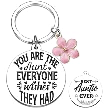 Aunt Keychain Gifts From Niece Nephew - Best Auntie Ever Keyring, Birthday Christmas Mother Day Ideas Key Chain Present