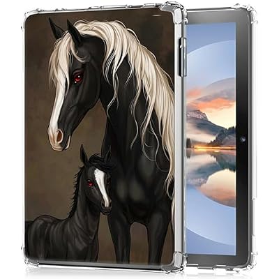 Clear Case for 10.3" Kobo Elipsa 2E eReader, Transparent TPU Silicone Protective Shell Shockproof Case for Kobo Elipsa 2E 10.3 Inch Released 2023, Black Horses