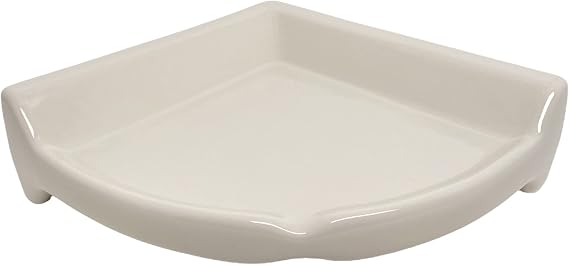 Tenedos Bone Almond Glazed Ceramic Bathroom Accessory (Large Size Corner Shower)-Not Suitable for Flat Surface Installation-Professional Installation Needed
