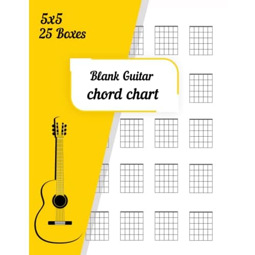 Blank Guitar Chord Chart: Guitar Chord Diagram Notebook For Guitarists  100 Pages 25 Chord Boxes Per Page 5 Frets Per Box Paperback December 7, 2021