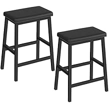 HOOBRO Bar Stools, Set of 2 Bar Chairs, Counter Height Bar Stools, 24 Inch Barstools for Kitchen Counter, PU Upholstered Kitchen Stools, for Kitchen, Bar, Dining Room, Black BB01MD01