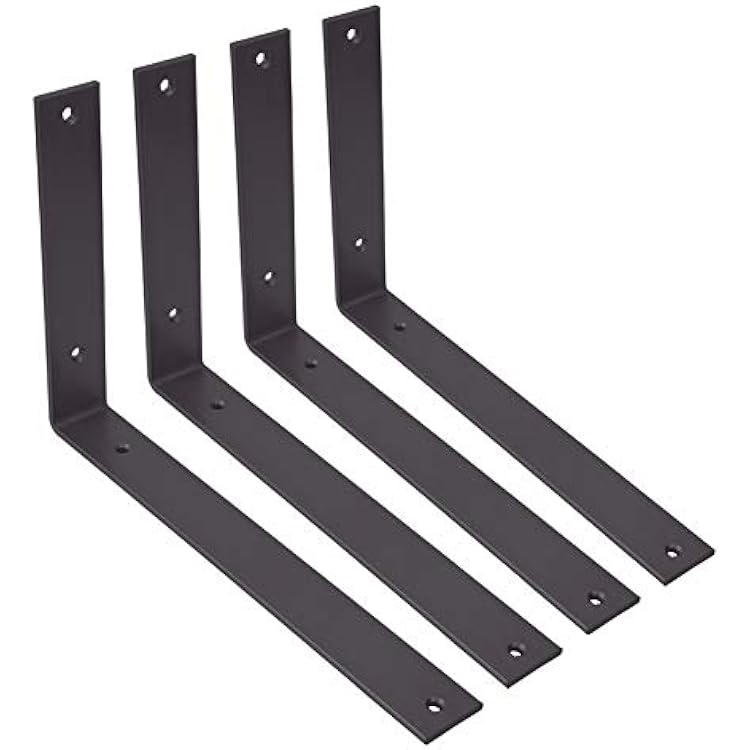 WINKER Shelf Bracket 12 Inch 12 Inchx8 Inchx1.5 Inch Heavy Duty Black Brackets for Shelves Corner L Bracket for Wall Shelves Metal Iron Shelf Brackets