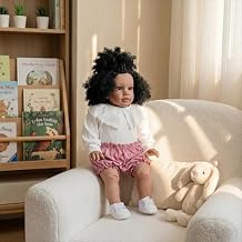 Anano Big Size Reborn Baby Dolls Black Pippa - African American Biracial Babies, 26 Inch Realistic Black Toddler Reborn Doll, Dark Skin Cloth Body Babies Dolls