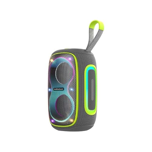 RadioShack Blue and Grey Wireless Speaker with RGB Lights, IPX5, 30W Gray and Green