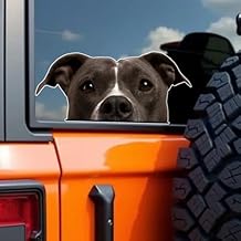 2-Pack 5.91"x2.36" Realistic Black Pitbull Car Decal Sticker, Peeking Pittie Dog Head Face Animal Waterproof Removable Vinyl Sticker Cars, Trucks, Motorcycles, Laptops, Windows, Glass, Walls #2BZ584