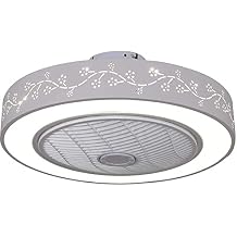 TFCFL 22" Dimmable Ceiling Fan with Light, Modern Low Profile Fan with Remote & Smart APP Control 3 Colors 6 Speeds Semi Flush Mount Round Invisible LED Fan Chandelier for Bedroom Dining Room (White)