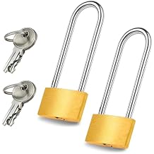2 Pack Long Lock, Padlock, Solid Brass Keyed Alike Locker Locks, High Security Padlock for Gym Lockers, Gates, Toolboxes, Fences