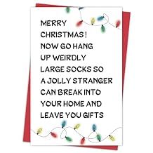 Funny Christmas Card for Women Men Friend, Snarky Merry Christmas Cards for Best Friends Bestie Brother Sister, Cheeky Xmas Holidays Card-A Jolly Stranger Can Break into You Home