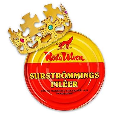 Surströmming Party Set Röda Ulven 300 g Tin (Fermented Pegs) - 400 g/300 g Fish Includes Exclusive Crown (Challenge Herring Fillet)