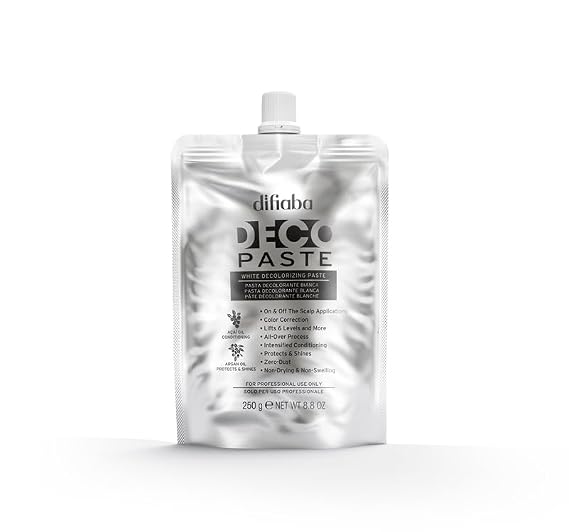 DIFIABA - Decopaste Hair Lightening Paste - No-Drip Paste Lightener for All Free-Hand & On Scalp Applications - Lifts Up to 6 Levels - Enriched with Argan Oil & Acai Oil - Adds Shine & Moisturizes
