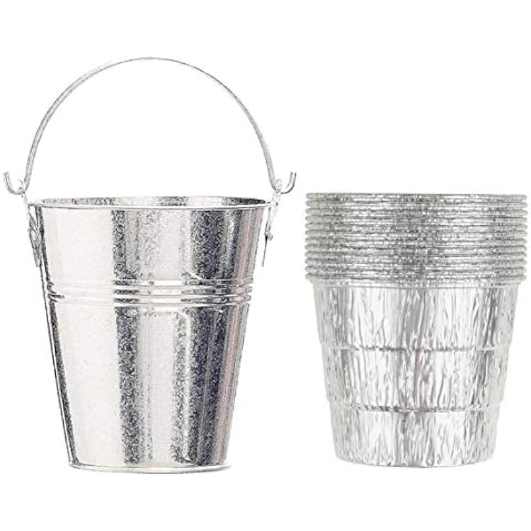 Drip Grease Bucket Can & 12-Pack Liners for Traeger 202234, Pit Boss, etc Pellet Smoker Grill Silver 12