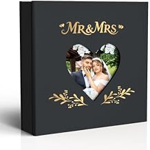 Linen Wedding Photo Album 4x6 with 400 Pockets(Large Capacity Customizable Memory Book, Custom Engraved Cover, Bridal Photo Album for Engagement, Gifts & Memory Keepsake)
