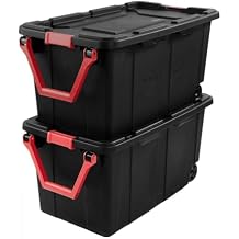 Extra Large Storage Bin, 40 Gallon Wheeled Plastic Storage Container with Handle, Black, Pack of 2