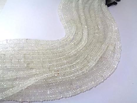 13 inch Strand Natural Crystal Quartz 6 mm tyre Smooth Beads for Jewelry Making - Genuine Crystal Quartz tyre Shaped Beads Strand, 13 inches Long Strand, Healing Beads Supplies