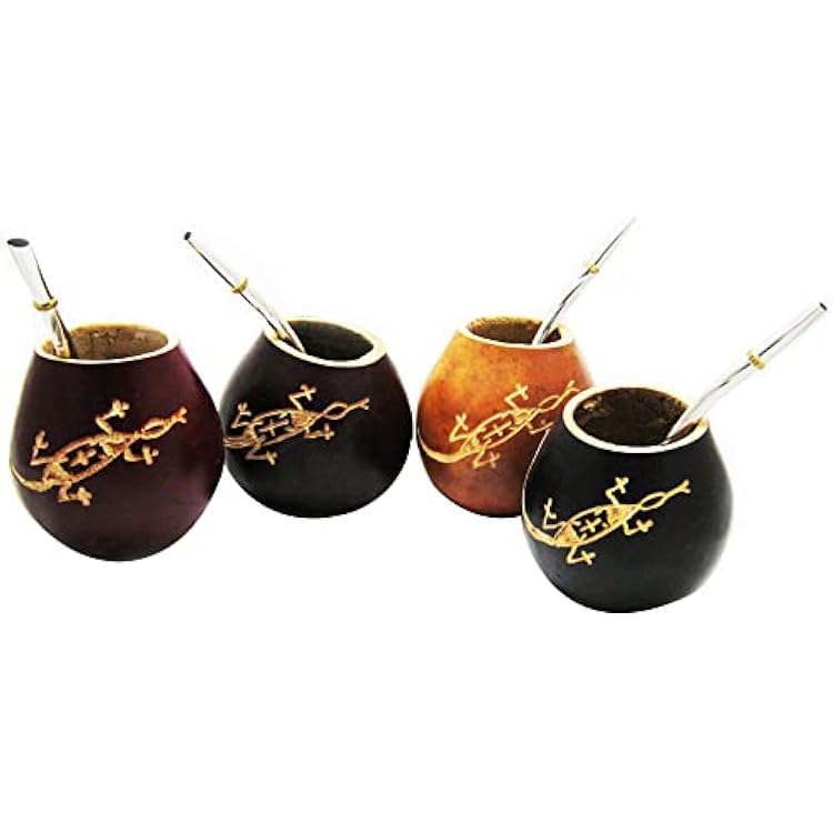 Lizard Mate Gourd Yerba Tea Cup With Straw Bombilla Handmade Detox Drink 1734