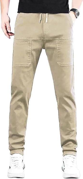 High Stretch Multi-Pocket Durable Cargo Pants Men Comfy Lightweight Drawsting Cargo Work Hiking Pants