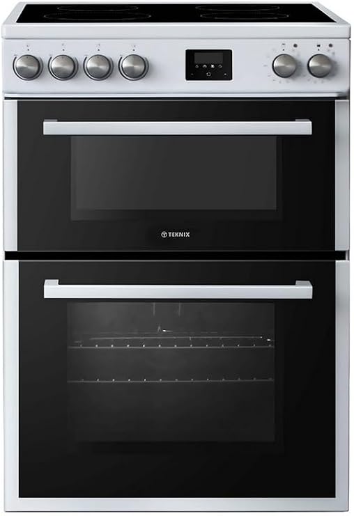 Teknix TKED64W 60cm Ceramic Double Oven Electric Cooker - White [Energy Class A]