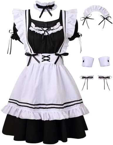 Anime Cosplay French Maid Costumes for Women Apron Fancy Dress
