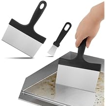 2Pcs Griddle Scraper, Stainless Steel Flat Top Grill Scraper, Griddle-Scraper for Black-stone, Flat Top Grill Cleaning, Outdoor Barbecue Turners Tools(COLOR:black)