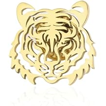 Tiger Head Brooch Pin Stainless Steel Animal Lapel Pin Collar Hat Brooch Suit Accessories for Men Women