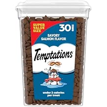 Temptations Cat Treats Classic Crunchy and Soft Cat Treats, Savory Salmon Flavor, 30 oz. Tub