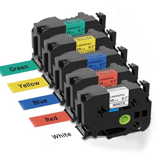 18mm 0.7 Laminated Colored Tape Replacement for Brother Label Maker Tape Compatible with Brother P-Touch PT-D400 PT-D600 PT-D410 PT-D610BT
