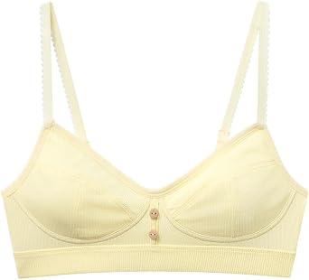 Triangle Bralette,Yellow Lightweight Mesh Wireless Bra for A-B Cup