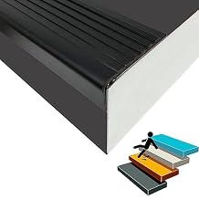 Stair Edge Protector, Rubber Vinyl Stair Nosing, Stair Edging Trim Strips, Stair Nose Molding for Indoor and Outdoor Stairs/Steps/Corners Black