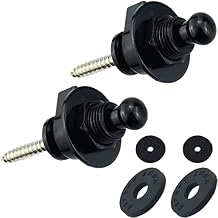 2PCS Black Guitar Strap Locks Quick Release Guitar Strap Locks Set with Black Felt Washers and Mounting Screws,Security Strap locks Buttons Strap Retainer System
