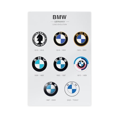 PDQOE Bmw Badge Logo Evolution Poster Educational Poster Wall Art Home Decor Gift for Him Retro History Print Wall Art Decor For Home Bedroom Unframe 12x18inch30x45cm