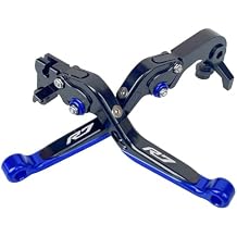Blue Motorcycle Accessories Engrave Logo Brake & Clutch Levers Set Adjustable Foldable Extendable CNC Compatible with Yamaha R7 2021 2022 2023