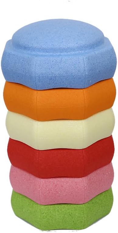 6PCS Stackable Stepping Stones, Non-Slip Kids Balance Stones Rainbow Crossing River Stones, Balance Beam Game for Obstacle Course, Sensory Play