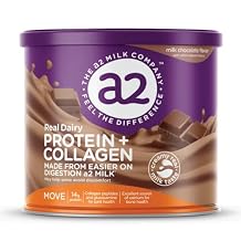 a2 Milk Protein  Collagen Nutritional Powder | Joint &amp; Bone Health Support | 14g Protein &amp; Collagen Peptides with Glucosamine, Vitamins D &amp; K | Creamy, Delicious Milk Chocolate Flavor