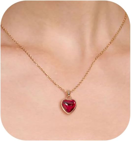 Gold Heart Necklace for Women, 14k Plated Gold Pendant Necklace for Women Dainty Heart Necklace Simple Necklace waterproof jewelry for women gold