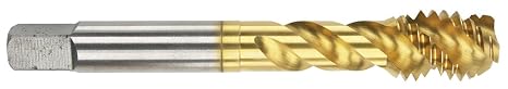 94457 Spiral Flute ShearTap, High-Speed Steel, Titanium Nitride Finish, Semi-Bottoming Type, 48 Degree Helix Angle, H3 Pitch Diameter, 3 Flutes, 8-32 Size