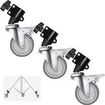 3-Pack Professional Swivel Caster Brake locking casters Metal Wheel Rubber Base Moving rolling heels Light Stand Wheel Sets for Studio Photography Shooting(NOT suitable for light C stands)