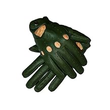 Genuine Leather Gloves for Men (Green, Large)