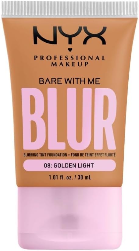 NYX Professional Makeup Blurring Tint Foundation, Medium Coverage, Matte Finish, With Niacinamide, Matcha and Glycerin, 12 Hours Hydrating, Bare With Me Blur, 30 ml, Shade: Golden Light