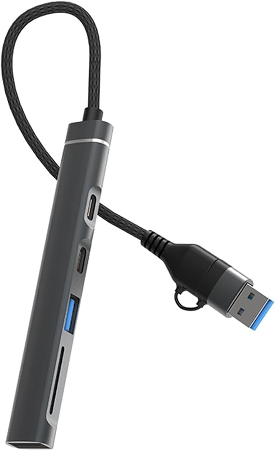 DM CHB025 USB-A ve Type-C Girişli 2*Type-C 1*USB-A SD Micro SD TF Kart Okuyucu Çoklayıcı Dönüştürücü