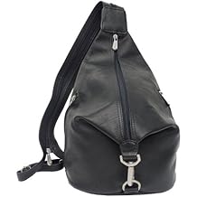 Piel Leather Three-Zip Hobo Sling, Black, One Size