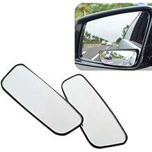 Pack-2 Car Rectangular Rearview Blind Spot Mirror, 3.7" x 1.4" Adjustable Angle Parking Assist Mirror, Curved Wide-angle HD Mirror, Universal for Cars Side Rearview Mirror Accessory (Black)