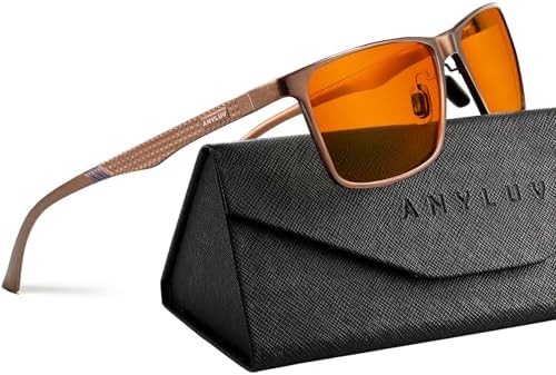 ANYLUV Blue Light Glasses Men, Relieve Eyestrain and Eye Protection, Al-Mg Metal Computer Blue Light Blocking Glasses