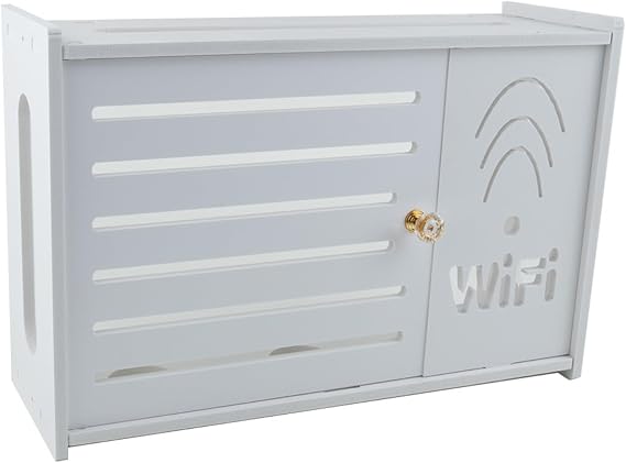 Wifi Box Cover,Wall Mount WIFI Router Storage Box,for Wireless Router, WiFi, TV Box and Gaming Console,Plastic Router Organizer(E)