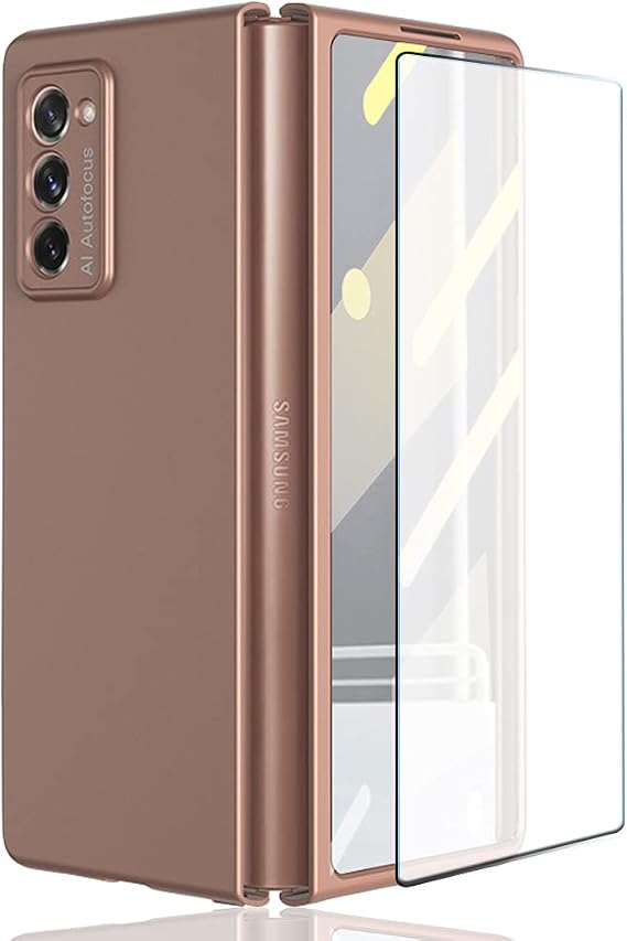 Case for Samsung Galaxy Z Fold 2 with Built-in Tempered Glass Flim,Luxury Full Protection Ultra-Thin Anti-Knock Shockproof Combination Film Hard Matte Cover for Samsung Galaxy Z Fold 2 5G (Rose gold)