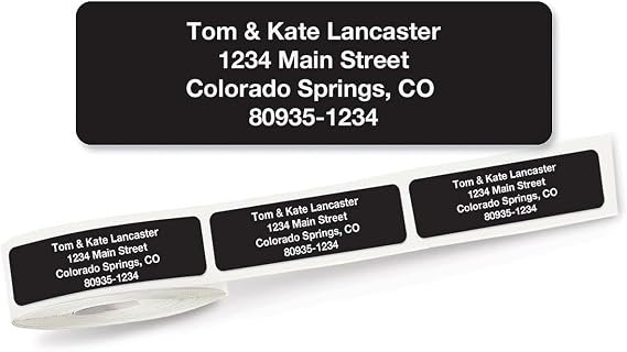 Solid Black Rolled Address Labels Roll of 250