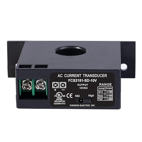 Current Transmitter, FCS2151-SD-10V Current Transducer Transmitter Transformer Sensor AC Current Converter 0-200A