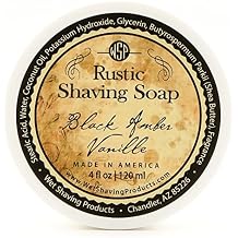 WSP Luxury Rustic Shaving Soap (Black Amber Vanilla) Artisan Made in America Using Vegan Natural Ingredients