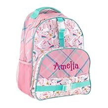Stephen Joseph Personalized Backpack - Unicorn Book Bag - Plaid All Over Print - Kids Back to School Supplies - Vacation Daypack - Custom Name